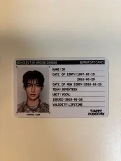 SEVENTEEN HBD NEW BURSTDAY Ver. IDカード DK