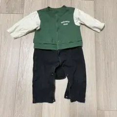 ロンパース・カバーオール 80cm グリーン・ブラック