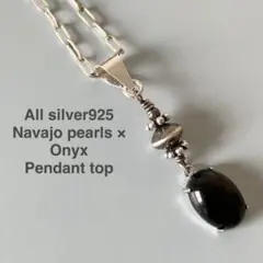 All silver925 나바호 펄×오닉스 펜던트 탑