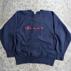 90s リバースウィーブ トリコタグ ネイビー 刺繍 ボックス USA製 古着