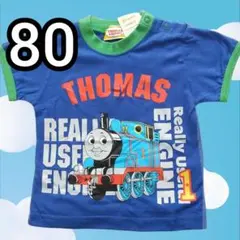 【きかんしゃトーマス】半袖Tシャツ(べビー80cm )青　新品のサムネイル