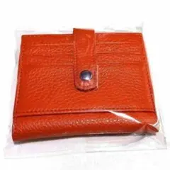 新品✨高品質 牛革 カードケース 財布 オレンジ レディース 定期入れ 本革