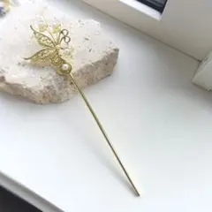 ゴールドバタフライ×フラワーかんざし☆レディースアクセサリー