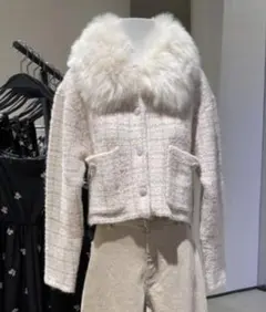 ZARA ツイードジャケット ファー付き