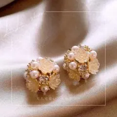 小ぶり フラワー 花 モチーフ パール ピアス セレクト インポート