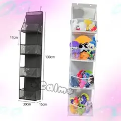 ウォールポケット メッシュ生地 4段 収納 省スペース 片付け ホワイトのサムネイル