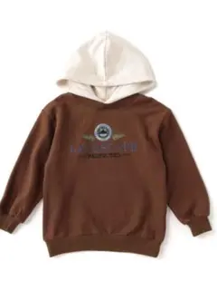 フード付き刺繍長袖トレーナー　裏起毛