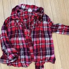 H&M 赤系 チェック柄 長袖シャツ