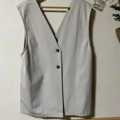 HANCH ベージュ Vネック ノースリーブ ベスト