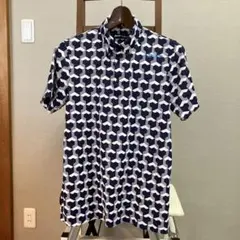 Srixon 幾何学模様 シャツ ネイビー/ホワイト