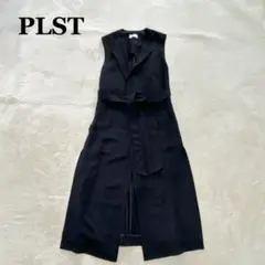 PLST プラステ ロングジレ ベスト リボンベルト ブラック M