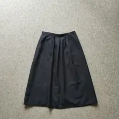 ストライプ　フレアスカート　ミモレ丈　上品　きれいめ　М　ブラック