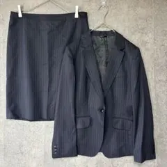 洋服の青山HILTON大きめストライプスーツスカートセットウールオフィスビジネス