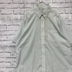 ブルックスブラザーズ半袖シャツ　ホワイトグリーンチェックXL0528