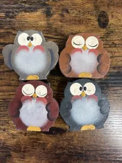 フクロウの木製置物 4個セット　カントリー雑貨のサムネイル
