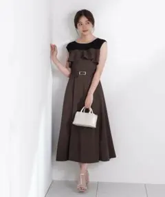 ニットドッキングレイヤード風ワンピース プロポーション