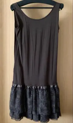 ノースリーブチュニック M ブラウンダークグレー フリル付き