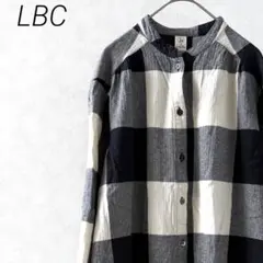 LBC ロングシャツ 長袖 スタンドカラー チェック柄 ゆったり 羽織りのサムネイル