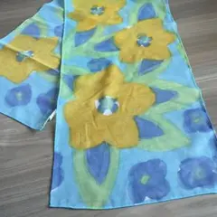 Petronella シルクスカーフ 細長 11×41cm 花柄 日本製 手書き