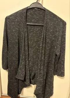 レディースAZUL ブラック　7分袖オープンフロント カーディガン