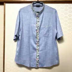 手作りのポリエステル生地メンズかりゆしウェアMサイズ マオカラー