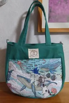 おとぎの国の猫と仲間たちの前面トートバッグ♬♬