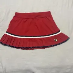 FILA 赤 プリーツスカート サイドポケット付き