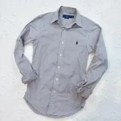 ラルフローレン 長袖 シャツ ポニー刺繡 ストライプ スリムフィット ブラック