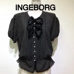 INGEBORG リボン付きドットシャツ 半袖