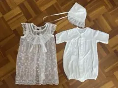 ベビードレスセット 花柄刺繍 ホワイト