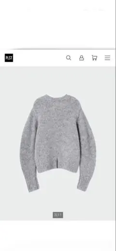 PLST スパンコールバックスリットニット Sサイズ グレー