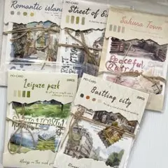 【97】メモ帳 5種 紙もの 素材紙 コラージュ 海外 風景 まとめ売り