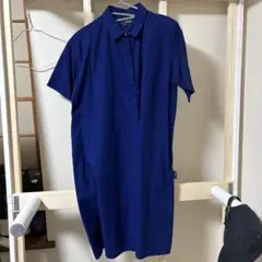LOGOS DAYS 半袖シャツワンピース L ネイビー