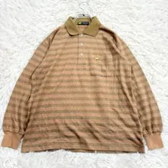 ゴールデンベア 長袖ポロシャツ 古着 ロゴ刺繍 ボーダー柄 ゴルフ ワンポイント