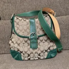Coach ショルダーバッグ ベージュ/グリーン