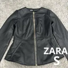 【未使用品】ザラフェイクレザージャケット/ライダース/Aライン S〜M