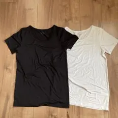 ユニクロ　ヒートテック 半袖　140 黒 白 2枚セット