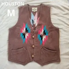 希少HOUSTONヒューストン チマヨベスト オルテガ柄 ブラウンくるみボタンのサムネイル