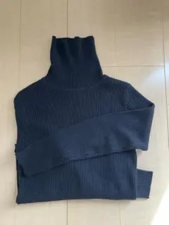 リブ編みタートルネックセーター ダークグレー