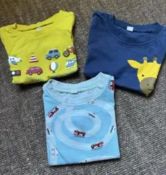 動物 乗り物ワンポイントTシャツ3枚セット 80.90㎝のサムネイル