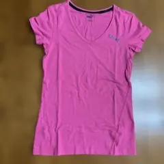 PUMA ピンク Vネック Tシャツ M