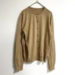 〈無印良品〉カーディガン　丸首　シルク混　ベージュ　M