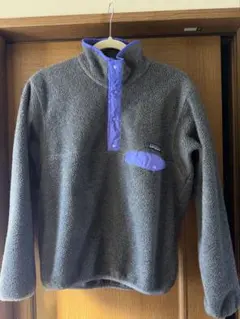 【美品】90s Patagonia スナップT グレー パープル 前立てナイロン