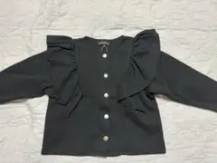 【新品未使用】グリーンレーベル　フリル付きブラックカーディガン 100cm