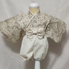 ベビー袴【花柄ブラウン✕生成り】初節句　お食初め　お宮詣り