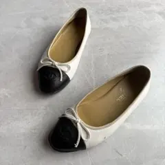 CHANEL シャネル ココマーク バレリーナ バイカラー ホワイト ブラック