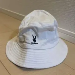 PLAYBOY プレイボーイ バニーロゴ刺繍 バケットハット ホワイト