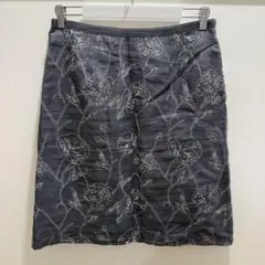 LAURA ASHLEY スカート 花柄刺繍 ダークグレー サイズ13