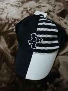 LOUCA ストライプキャップ ブラック/ホワイト