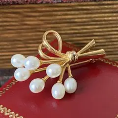 花束　淡水真珠　ダイヤモンド　ヴィンテージ ブローチ　入学式　卒業式